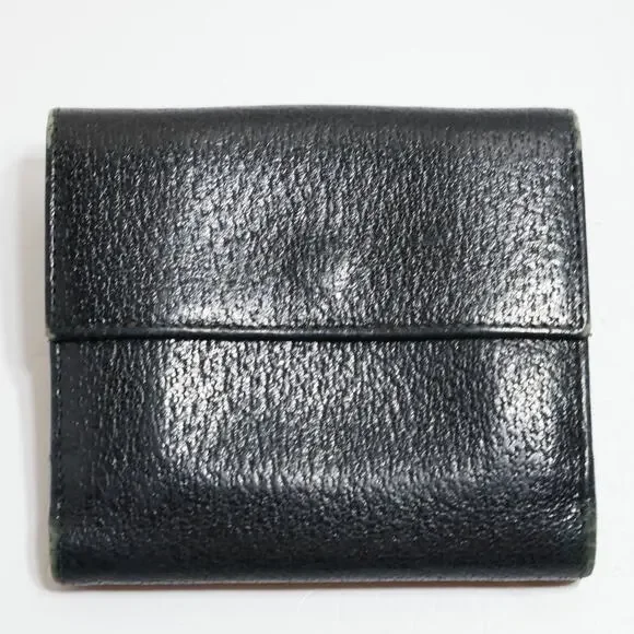 Authentic Vintage Gucci G Clip Bifold Compact Wallet Black Leather Made Italy - Picture 2 of 11